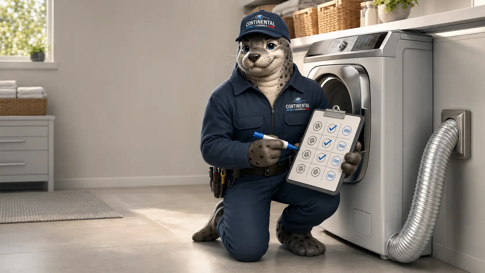dryer vent checked guidance with Conti marking a dryer-vent inspection calendar