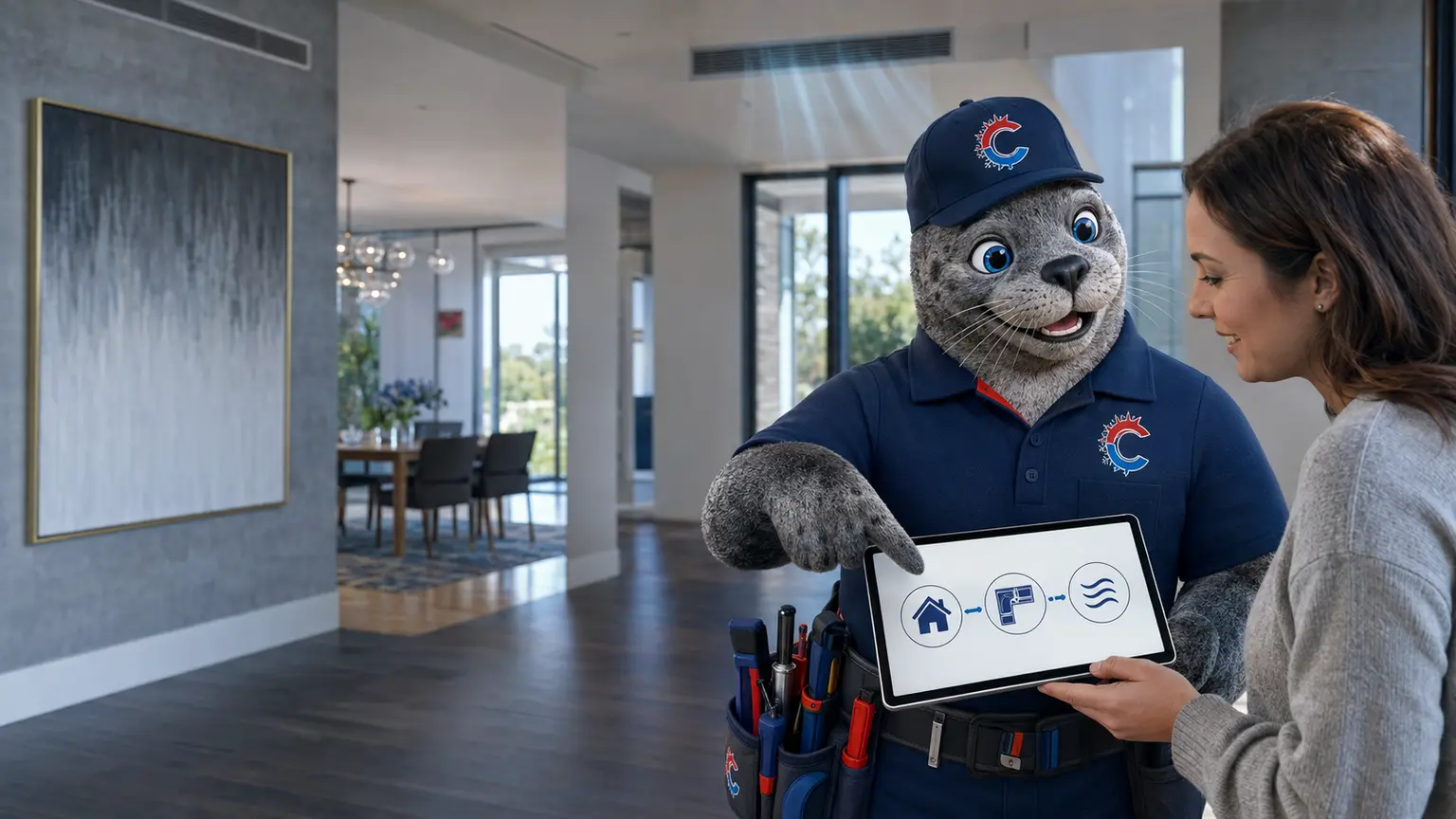 Conti guiding a DFW customer through a three-step air duct cleaning service request